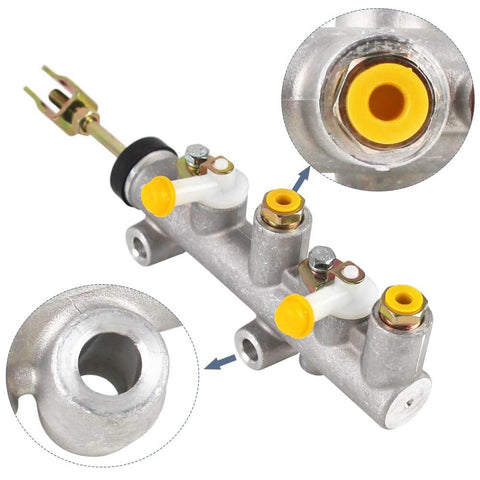 Brake Master Cylinder Assembly For Emerge Golf Carts E2 And E4 Replacement Replaces 1007491 1007840 with yellow fittings.