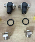 Throttle Check Valve 0821200216 Pack of 2 with fittings and seals for pneumatic flow control on wooden surface