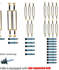 Premium Heavy Duty Aluminum Baluster Spindle Railing Kit With Slick Square Metal Posts And No Sweat Flat Brackets For Deck Stairs and installation components.
