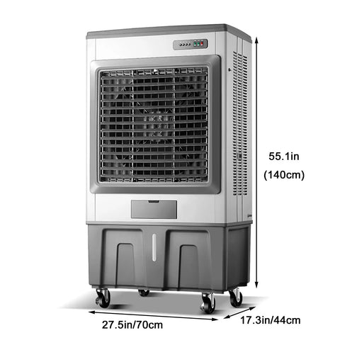 Heavy Duty Evaporative Air Cooler With 26.4 Gallon Water Reservoir And Triple Stage Cooling For Large Rooms Patios And Workshops, 55.1in tall.