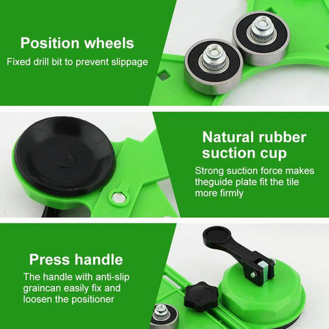 QWLWBU diamond hole saw kit, 16-piece tile drill bit set with double suction cups, front view