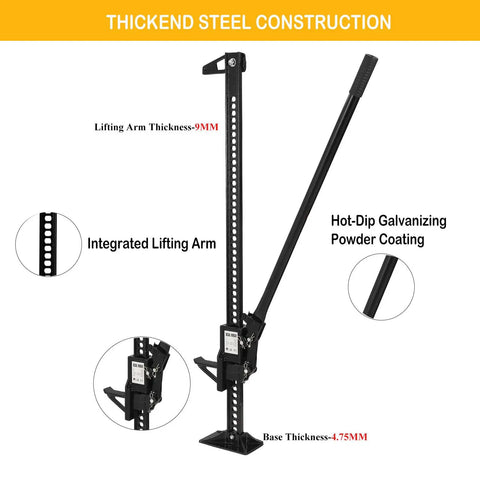 Heavy Duty Farm Jack 60 Inch Utility Lifting Tool For Tractor Truck SUV ATV UTV Off Road Recovery 6600 Lbs Capacity steel construction