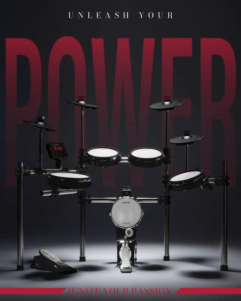Electric Drum Set With Tower Kick And Dual Zone Mesh Pads For Real Feel And Gig Ready Tone 10 Inch Snare front view