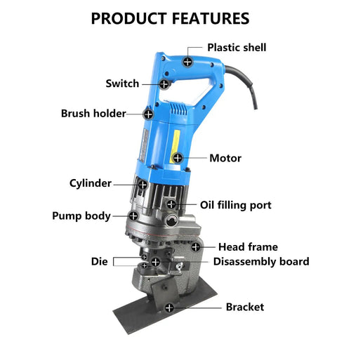 Professional Grade No Nonsense Job Site Ready Electric Hydraulic Hole Puncher For Angle Channel Steel Copper Aluminum Iron Plates With Foot Switch 1200 Watt Workhorse