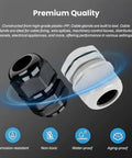 10Pcs M10x1.5 Cable Gland With Gasket 2-5mm Threading, Nylon PA Material Wire Seals, Heavy Duty Waterproof Cord Grip Kit displayed