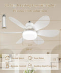 Compact 20.5 Inch Ceiling Fan With Built In Light And Wireless Remote featuring six ABS blades, perfect for small spaces.