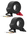 Black thumb throttle for electric scooters with Hall sensor, showing red and black finger grips, universal fit for most models.