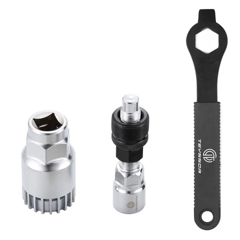 Bike Crank Extractor And Bottom Bracket Remover With Spanner Wrench, Durable Carbon Steel Bicycle Repair Tool Kit, Rubber Grip