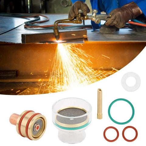 Tig Welding Kit With Glass Cup Torch Collet Argon Arc Accessories Copper Rubber Components Replacement Parts For WP9 And WP20 1.6mm