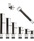 Rock Solid Heavy Duty M5 Chicago Screws Kickass 60 Pair Black Phillips Binding Post Set For Scrapbook Photo Albums And Leather Purse Belt Repair With Six Assorted Lengths showing various lengths and sizes