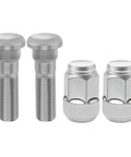 Chrome Wheel Lug Stud Nut Set M12x1.50 For Hondas Like Odyssey, Accord, shown as two lug studs and two nuts on white background.