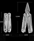 Everyday Carry 18 In 1 Multitool Pliers With Ergonomic Handle Stainless Steel Pocket Tool dimensions shown with closed and open views.