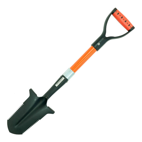 Heavy Duty 29 Inch Double Serrated Shovel With 4x8 Blade Beefy Yet Light At Under 3 Pounds Solid Center Spine For Rigidity Large Ergonomic Steps