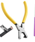 Two Pack 2mm Hole Punch Leather Pliers Set with yellow grip, metal tip, and pink handle for shoes straps and craft DIY