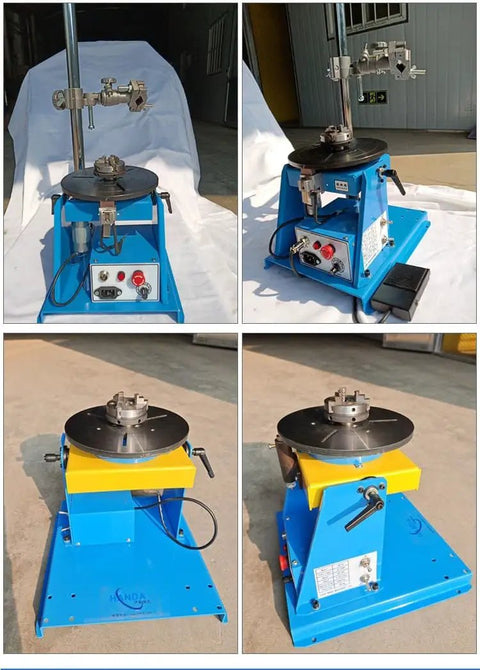 Badass Benchtop Welding Positioner Rotary Table With Slick Foot Pedal Adjustment and Reliable Zero To 90 Degree Tilt for pipe jobs.