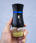 Electric Herb Grinder Compact For Flower Buds USB Rechargeable Glass Chamber Duo 1.7oz Each Portable Grinder held in hand