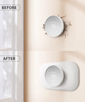 Before and after installation of Snow Color Nest Thermostat Trim Kit For Google Nest Thermostat 2020 Easy To Install Modern Wall Plate