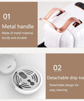 Metal handle of 4 In One Compact Coffee Maker offers sturdy grip; detachable drip tray for easy cleaning.