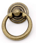 Antique Bronze Ring Drawer Pulls Handles For Cabinets And Dressers, 1.5 Inch Length Ring Knob Style, front view
