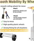 Patio heater wheel kit with stainless steel silver bracket and black wheels for easy mobility