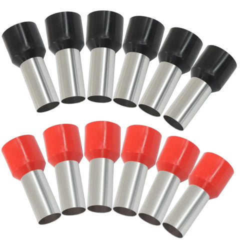 100 Pcs Wire Ferrules 4 AWG Copper Insulated Crimp Connectors E2516 Kit with 50 Black 50 Red End Terminals
