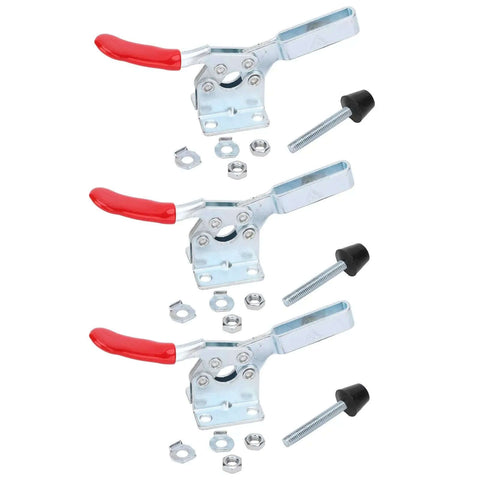 Vertical Toggle Clamp With Arrow Storage Case For Woodworking, Heavy Duty 90kg Clamping Force, M6 x 45 Screws, Galvanized Iron Jig