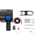 35lb Boat Electric Anchor Winch 12V Saltwater Windlass System With Remote Control 100ft Anchor Rope Heavy Duty Towing Winch For 24ft Boats Built Tough Rust Proof Construction ABS And Stainless Steel, shown with rope, remote, wiring, and mounting hardware