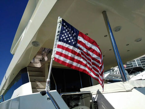 Saltwater Ready American Flag With Pole For Boat Rod Holder Tough PVC Flag Flyer Built To Ride High Winds And Rough Seas
