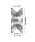 Stainless Steel 2 Pack 1.89 Inch V Groove Track Casters With Double Bearing Rollers, side view showing dimensions and design.