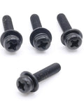Replacement Tv Stand Screws Kit Features Four Premium Metric Black Machine Screws, durable metal bolts for TV leg mounting.