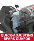 Heavy Lifter 10 Inch Bench Grinder Fueled By A Tough 1 Horsepower Motor Cruising At 1750 Rpm with quick-adjusting spark guards.