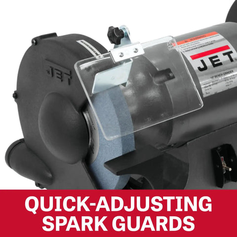 Heavy Lifter 10 Inch Bench Grinder Fueled By A Tough 1 Horsepower Motor Cruising At 1750 Rpm with quick-adjusting spark guards.