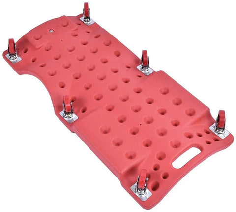 4 Pack Heavy Duty Swivel Caster Wheels 2.5 Inch Diameter For Rolling Shop Carts And Heavy Load Furniture With Heavy Hauler Ball Bearing Threaded Stem Casters on a red base.