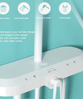 Premium Thermostatic Shower System With Led Digital Display Rainfall Head Wall Mounted Bathroom Faucet Set Includes Liftable Rod And Built In Soap Tray Straight Up Flex For Any Home - Digital control panel with four buttons.