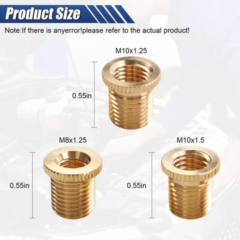 Three Pack Universal Shift Knob Thread Adapters For Brass Gear Stick, M8x1.25, M10x1.25, M10x1.5, Easy Install Car Gear Shifter Head Adapters