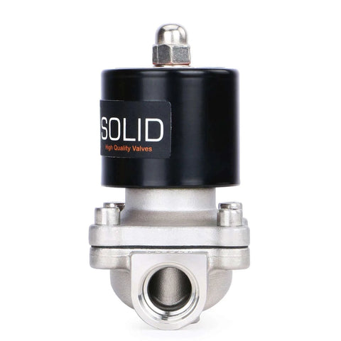 3/4 Inch Stainless Steel Electric Solenoid Valve 12V DC NC For Air Water Fuel With Viton Seals, front view