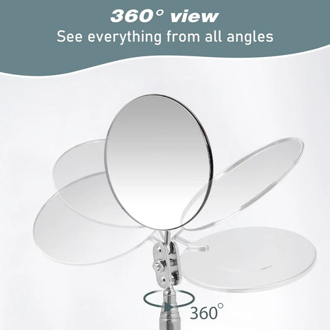 Two Pack Telescoping Inspection Mirror Set With Flexible Circular Mirrors, 360 Degree Rotating Heads and Extended Handle
