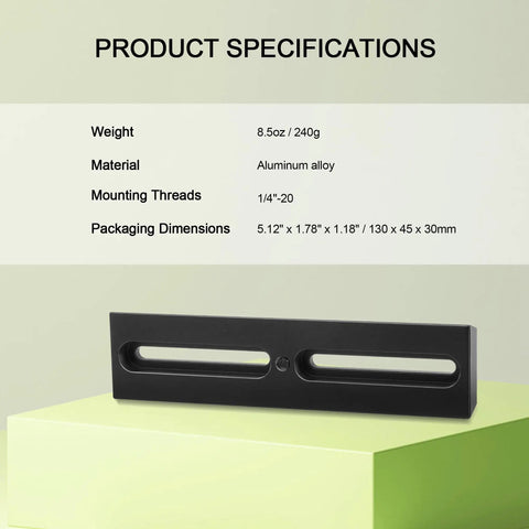 180mm Dovetail Mounting Plate For Vixen GP Style Quick Release, shown with specifications on a green background.