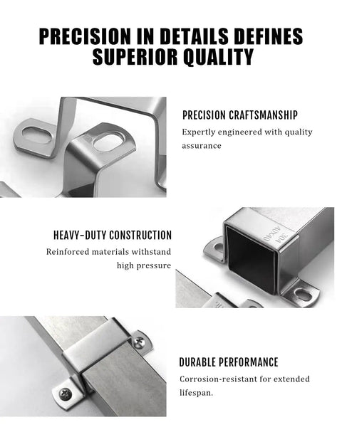 304 Stainless Steel Square Tube Clamps Three Quarter Inch By Three Quarter Inch U Shaped Brackets precision details