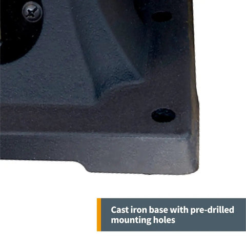 Cast iron base with pre-drilled holes of 6 Inch Bench Buffer Polisher For Metal Jewelry Knives Wood Jade And Plastic