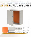 Rugged Steel Electrical Enclosure 24 By 24 By 8 Inch IP66 Waterproof Wall Mounted Box with included mounting accessories.