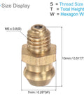Brass Straight Grease Fitting M5x0 8mm Hydraulic Nipple 5 Pack with dimensions, showing thread and hexagon width details.