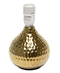 Hammered Gold Drip Table Lamp With White Fabric Shade Mini Size On Cord Switch 40W Type B Candelabra Bulb Not Included gold base