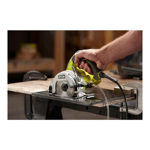 Beast 12 Amp Corded Wet Tile Saw With 4 Inch Blade in action for clean pro-grade tile cuts on floor tile with wet cooling system.