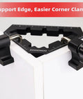 Hella Heavy Duty 45 And 90 Degree Corner Clamps For Woodworking Tools Aluminum Alloy Positioning Squares holding a corner joint.