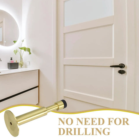 Sleek Wall Mounted Door Stop With No Drilling Easy Install Adjustable Length 1.1 Inch Silent Hydraulic Stopper For Home And Office Durable Aluminum Alloy Keeps Doors Quiet And Safe