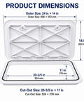 Top Shelf Marine Deck Hatch For Boating And Jon Boats, Heavy Duty Weather Beater Access Door, dimensions 24x14 inches, white.