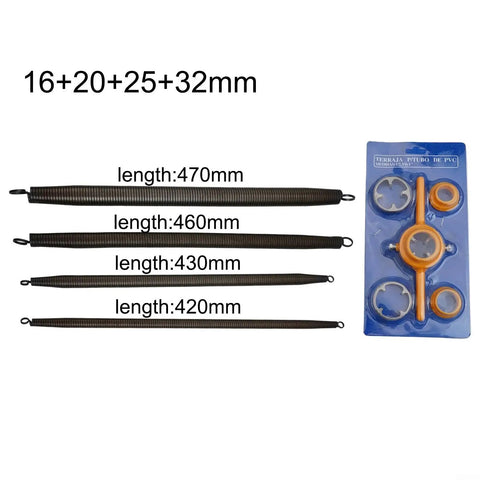 Fabulettas Six-Piece PPR Pipe Bender Spring And Manual Threader Tool Kit For Plastic Conduit with coils and sizes 420-470mm.