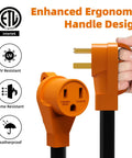 Badass 50 Amp Nema 6-50P to Dual 6-50R Welder Splitter Adapter Cord Y Plug Connector, orange ergonomic handle and sockets.