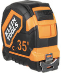 Black and orange 35-foot tape measure with metal belt clip